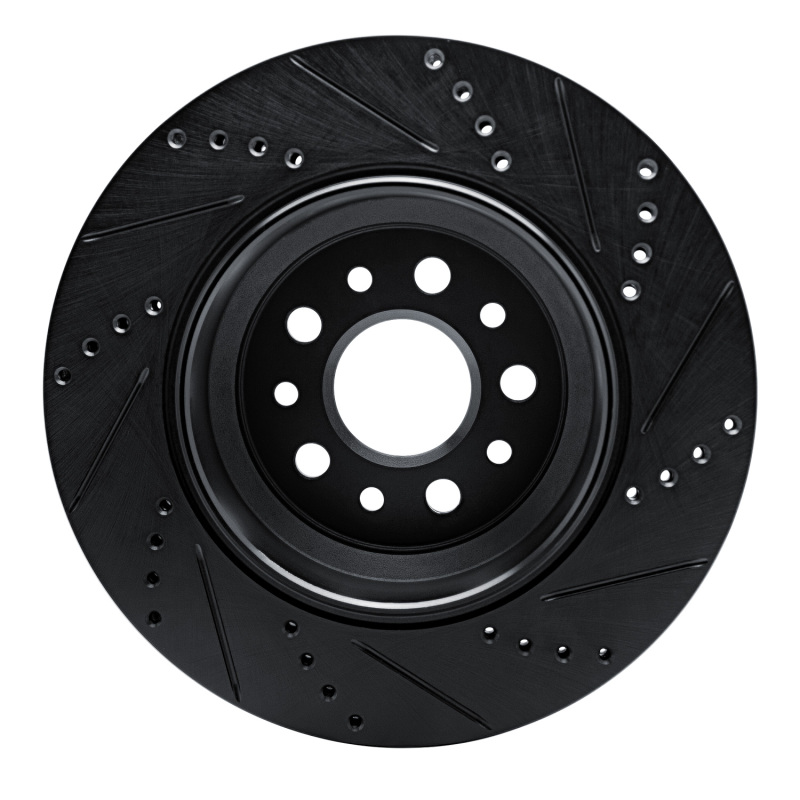 Maserati Ghibli Brake Rotor (1) - Rear Left - R1 Concepts - Drilled & Slotted - Black - `14-`16